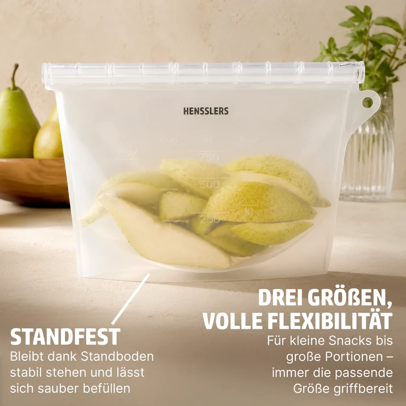HENSSLERS Silikon Aufbewahrungsbeutel 3 Teilig