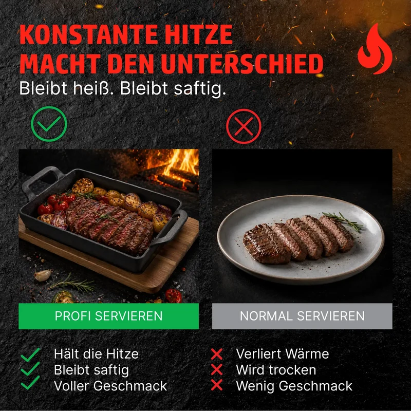 HENSSLERS Grill- / Servierpfanne mit Holzbrett