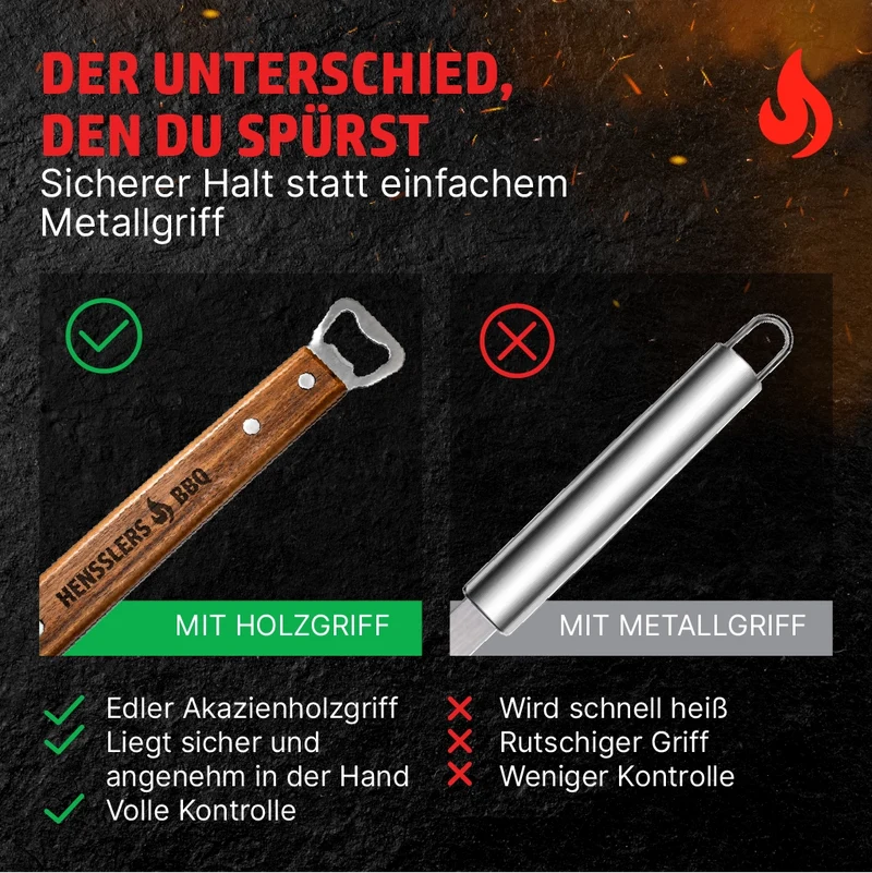 HENSSLERS Grillbesteck 4 Teilig