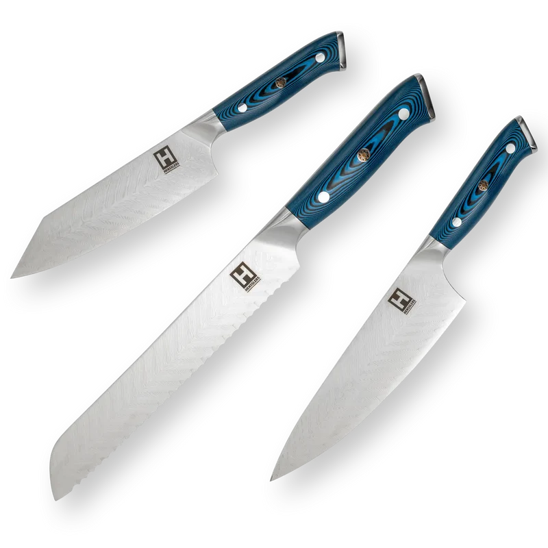 HENSSLERS Damast Messerset - Blue Edition