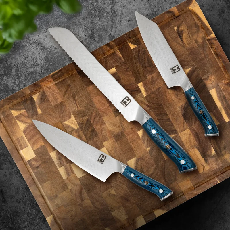 HENSSLERS Damast Messerset - Blue Edition
