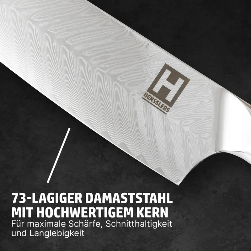 HENSSLERS Damast Bunka Messer - Blue Edition