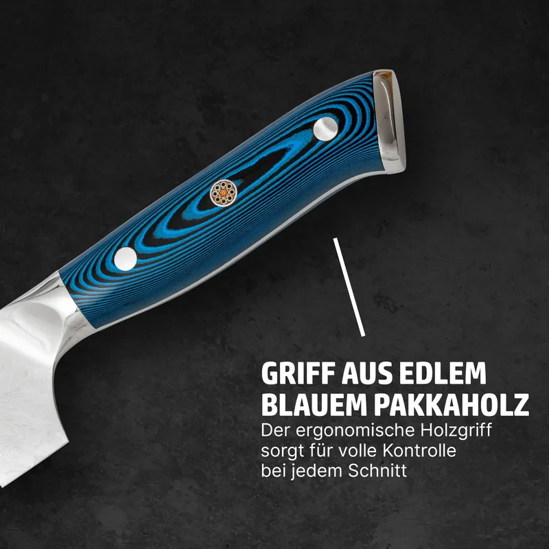 HENSSLERS Damast Bunka Messer - Blue Edition
