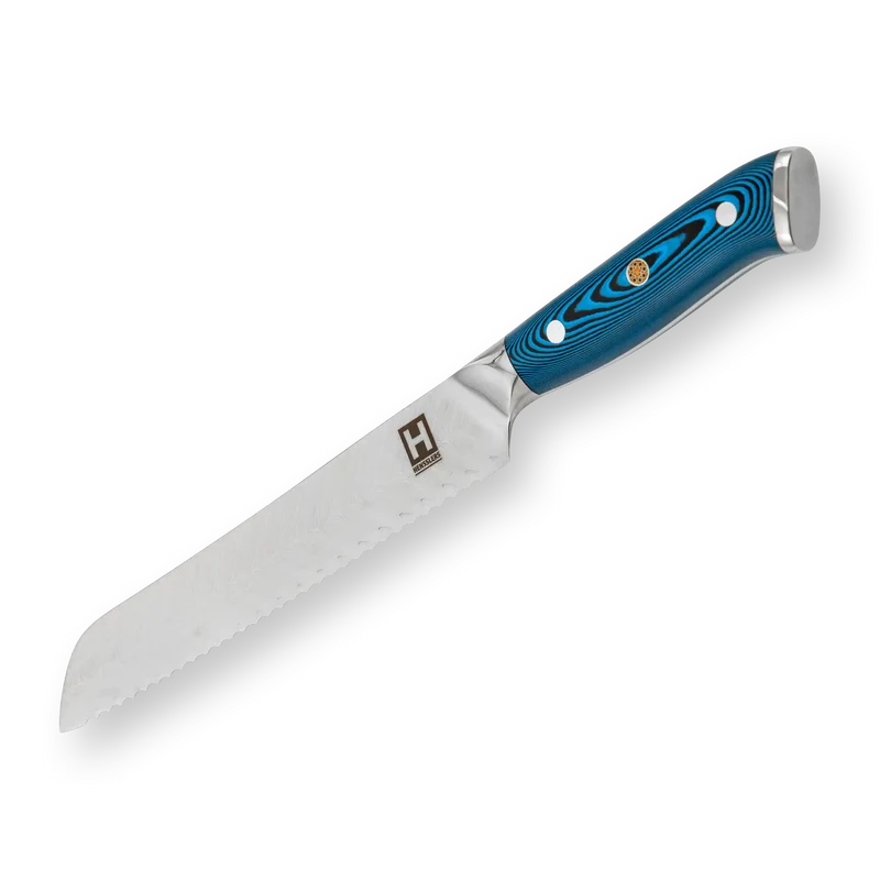 HENSSLERS Damast Brotmesser - Blue Edition