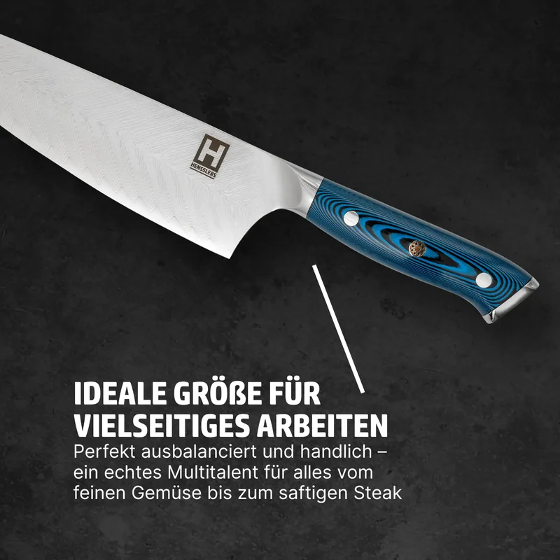 HENSSLERS Damast Kochmesser - Blue Edition