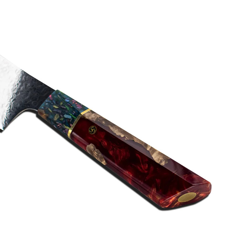 Shinrai Knives - Ruby Epoxy Jewels - Damast-Kochmesser 23 cm - Sonderausgabe