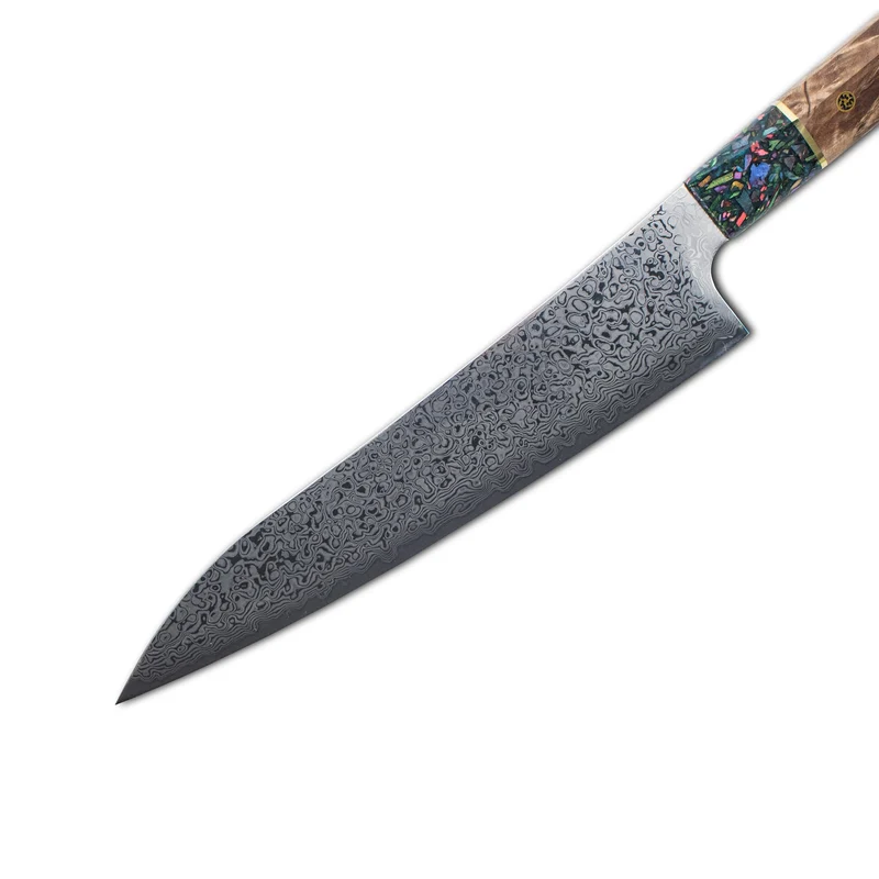Shinrai Knives - Sapphire Epoxy Jewels - Damast Kochmesser 23 cm - Sonderausgabe