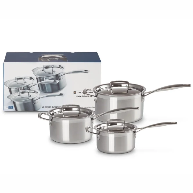 Le Creuset - Stielkasserollen-Set aus Edelstahl (3-teilig)