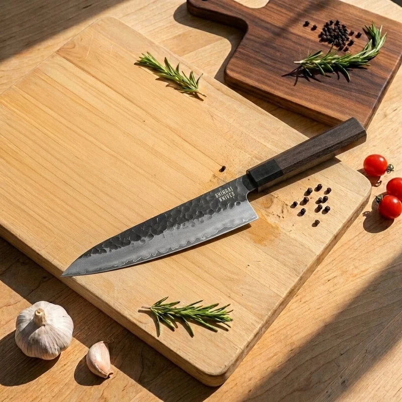 Shinrai Knives – Blackout Edition Damast-Kochmesser 20 cm