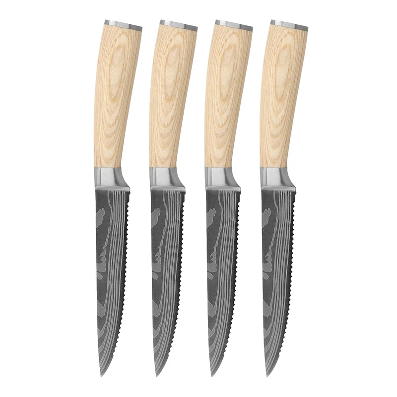 Shinrai Knives – Akari Damastmuster, 4 Steakmesser, 12 cm