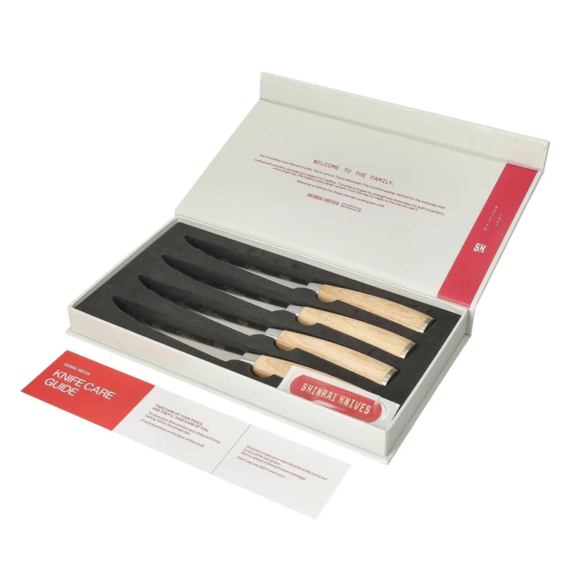 Shinrai Knives – Akari Damastmuster, 4 Steakmesser, 12 cm