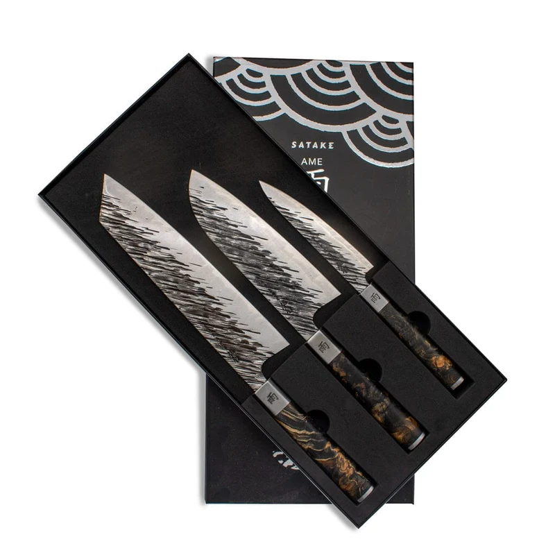 Ame - 3-teiliges Messerset Rain Pattern