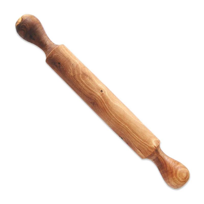 Teigroller aus Olivenholz 40 cm mit Griffen