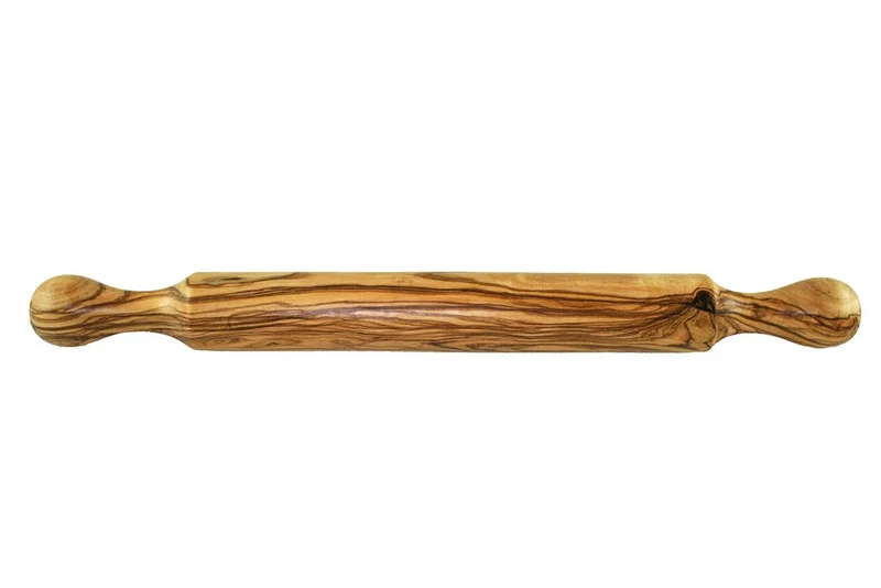 Teigroller aus Olivenholz 40 cm mit Griffen