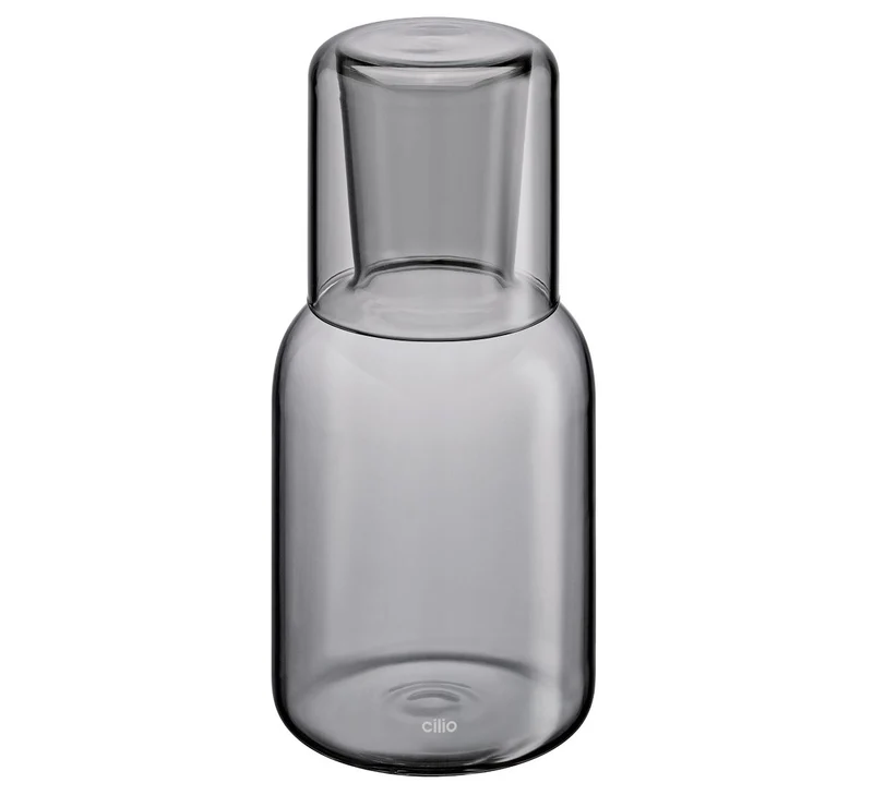 Cilio Wasserkaraffe LORENZO mit Trinkglas - 750 ml Borosilikatglas