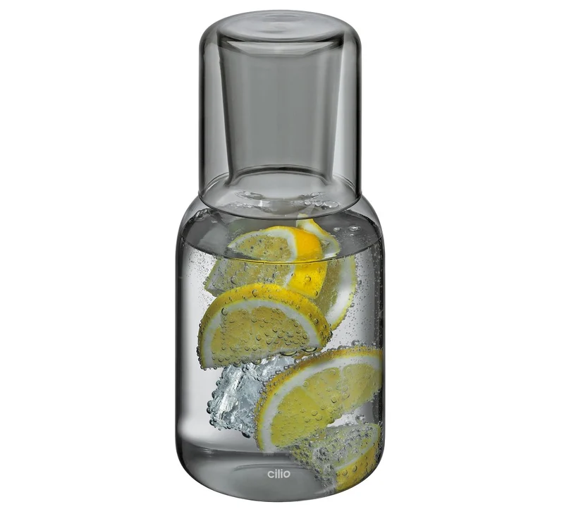 Cilio Wasserkaraffe LORENZO mit Trinkglas - 750 ml Borosilikatglas