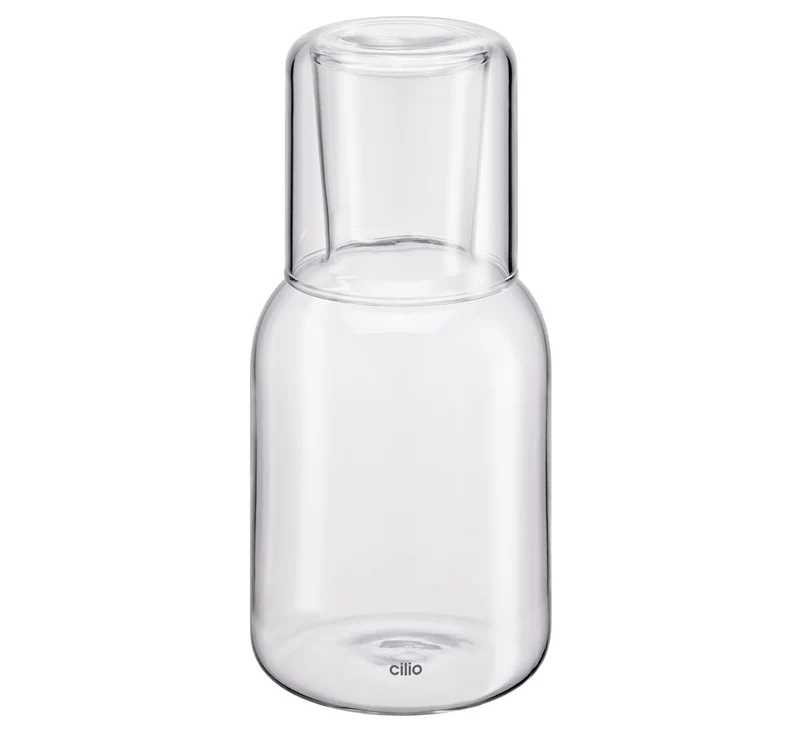 Cilio Wasserkaraffe LORENZO mit Trinkglas - 750 ml Borosilikatglas