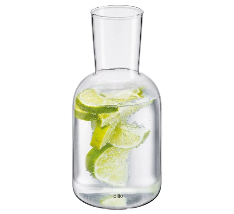 Cilio Wasserkaraffe LORENZO mit Trinkglas - 750 ml Borosilikatglas