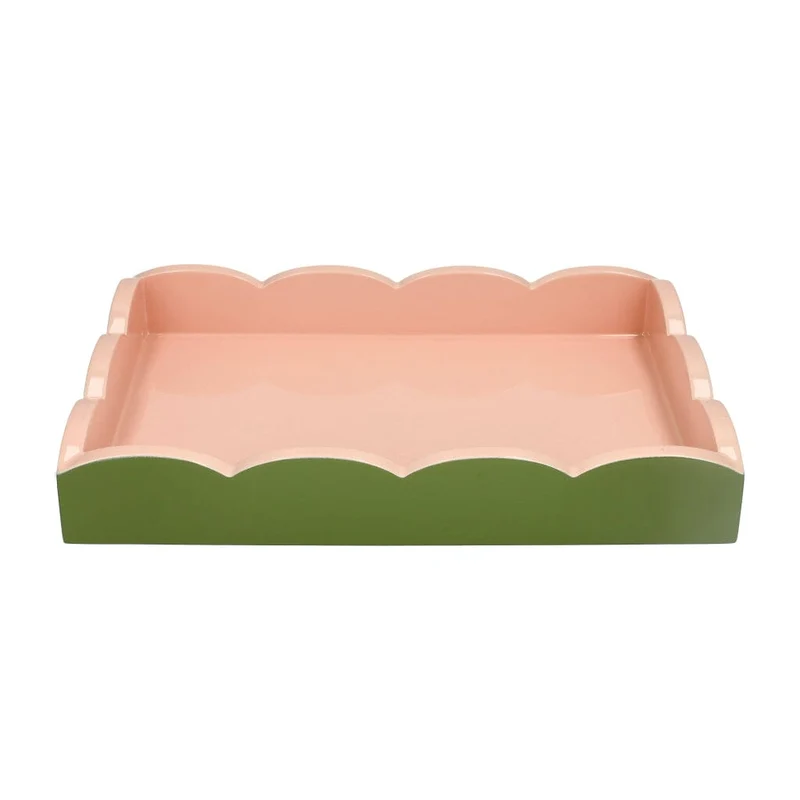 Addison Ross - Tablett Scalloped - Khaki/Pink - 28x20 cm