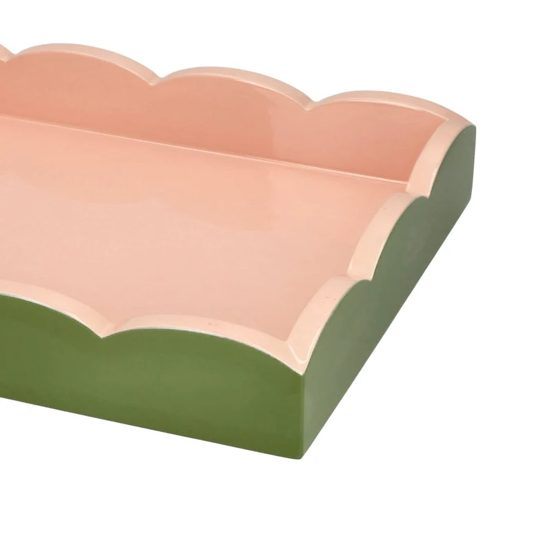 Addison Ross - Tablett Scalloped - Khaki/Pink - 28x20 cm