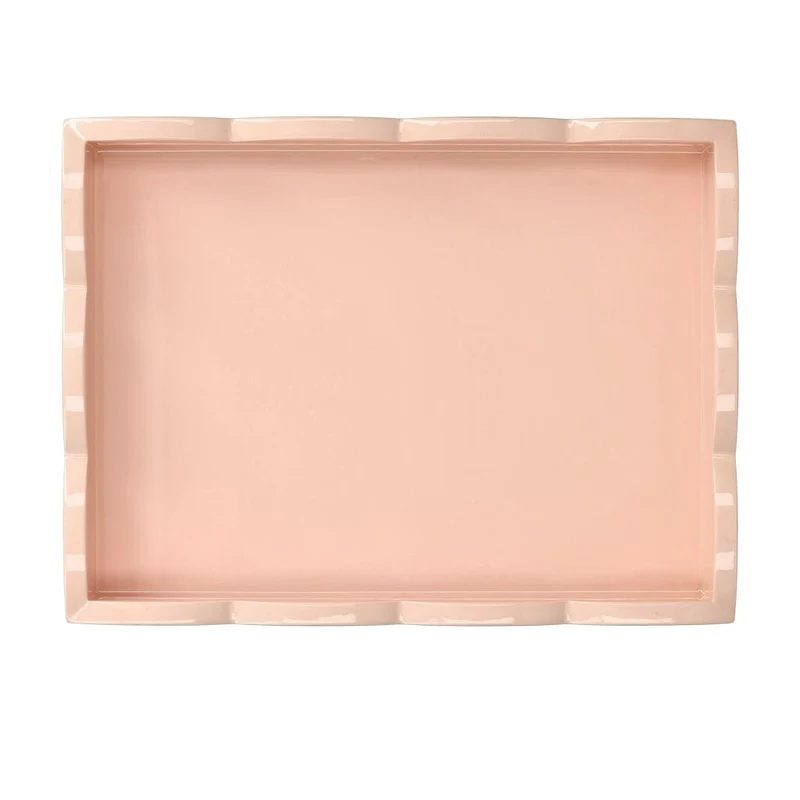 Addison Ross - Tablett Scalloped - Khaki/Pink - 28x20 cm