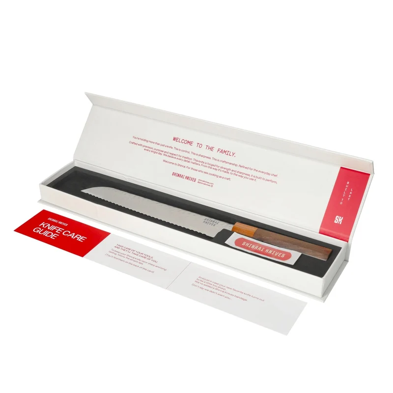 Shinrai Knives – Exklusives Kigami Damast-3-teiliges Set – Kochmesser + Brotmesser + Schälmesser