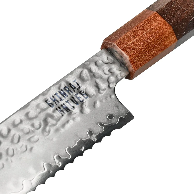 Shinrai Knives – Kigami Exclusive Damaskus 4-teiliges Set – Kiritsuke + Brotmesser + Nakiri + Gemüsemesser