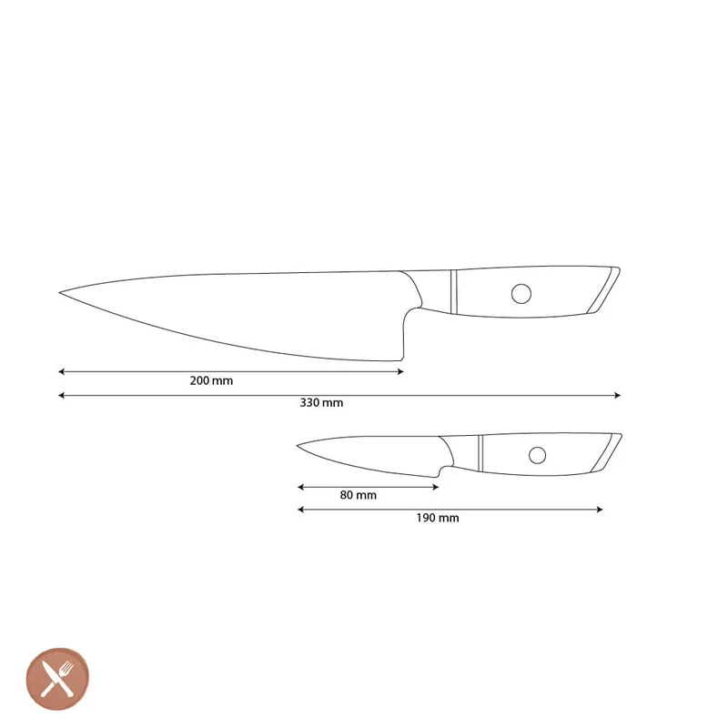 Shinrai Knives – Hikari Damast 2-teiliges Set – Kochmesser + Schälmesser
