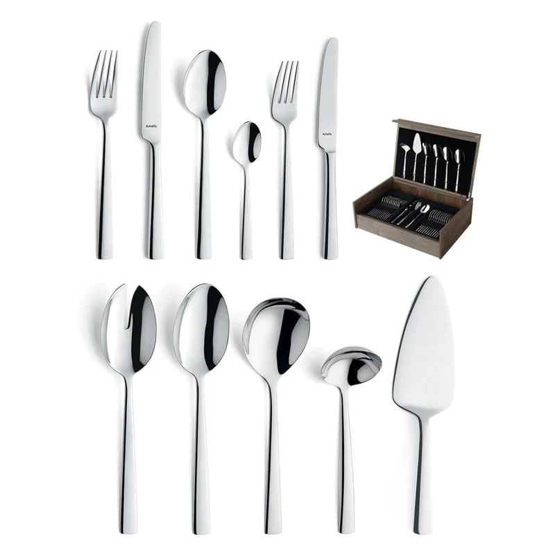 Amefa - Moderno 78-teiliges Besteckset 12 Personen Hochglanz - im Luxuskoffer