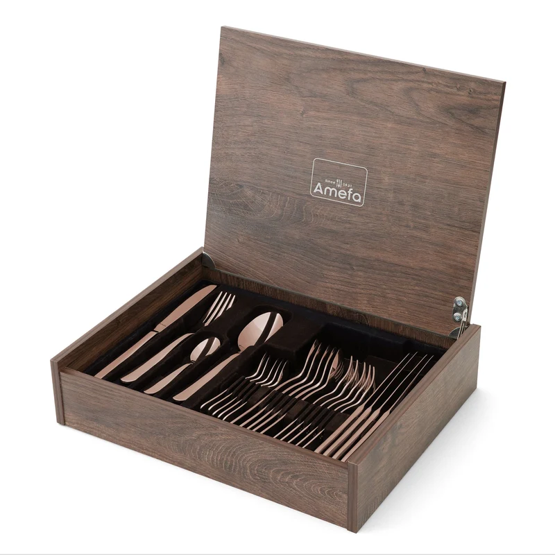 Amefa - Oxford 24-teiliges Besteckset 6 Personen PVD Hochglanz Kupfer - in Luxusbox