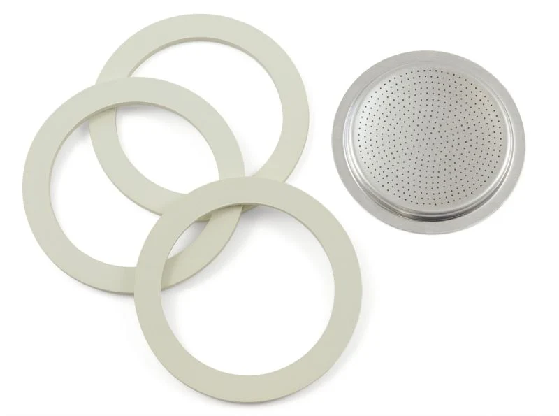 Bialetti 3 Dichtungsringe + 1 Filtersieb für Aluminium Espressokocher