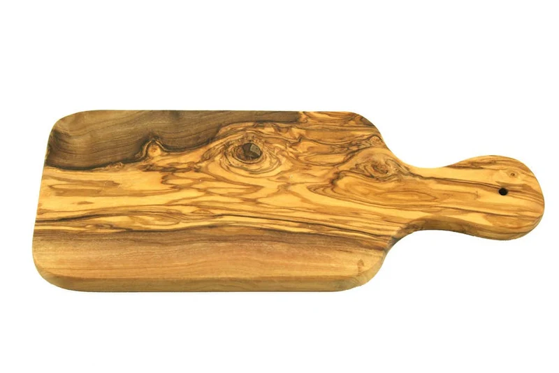 Kräuterbrett aus Olivenholz 23cm - Handgefertigt mit Griff