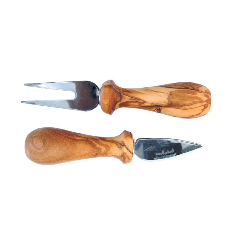Käsebesteck 2-teilig aus Olivenholz 15cm - Handgefertigt