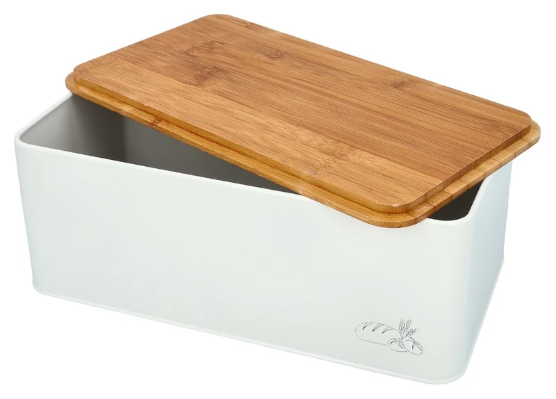 Birkmann Laib und Seele Brotkasten Metall, 33 x 18 x 13 cm, mit Bambus Holzdeckel