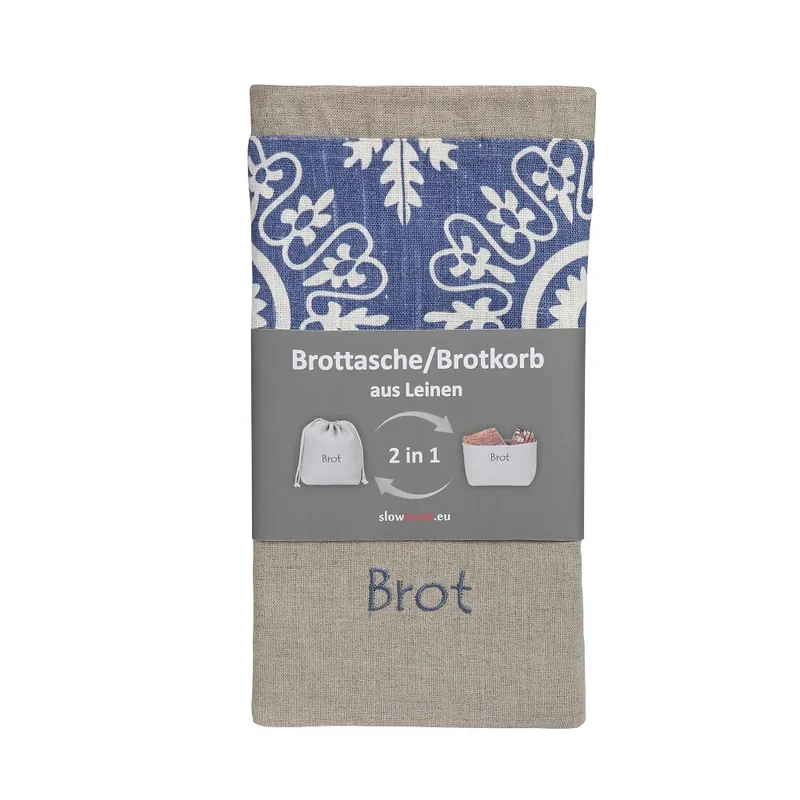 Slowroom Brottasche 2 in 1 aus Leinen, Brotbeutel und Brotkorb in einem