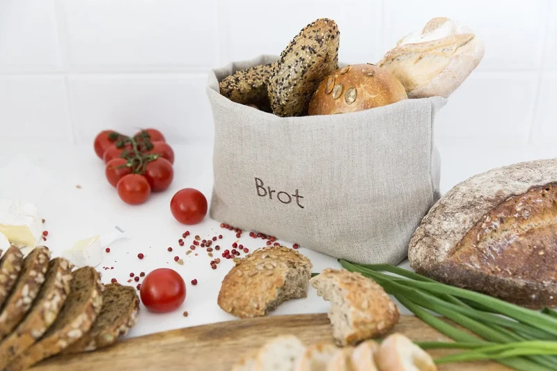 Slowroom Brottasche 2 in 1 aus Leinen, Brotbeutel und Brotkorb in einem