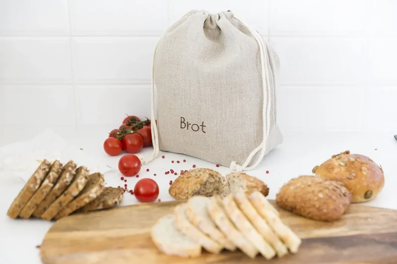 Slowroom Brottasche 2 in 1 aus Leinen, Brotbeutel und Brotkorb in einem