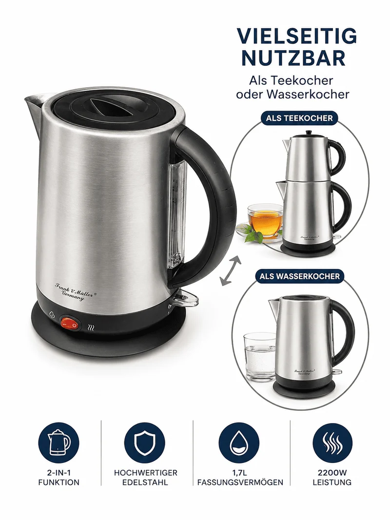 2200W Elektrischer Teekocher Caymatik Samowar 2.7L Wasserkocher