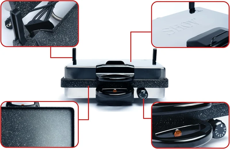 Frank&Müller 2000W Edelstahl Multigrill Kontaktgrill Lahmacun Makinasi Toaster
