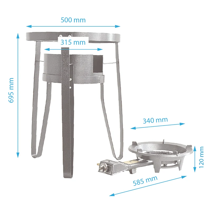 KOCHMANN® K09 Tenniskocher 9.5kW mit Piezozündung und Gestell Set