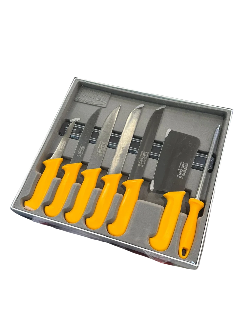 Solingen Messer Set 8 tlg. Magnethalter Metzgermesser Kochmesser Rostfrei