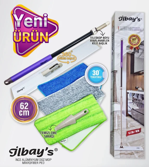 Ilbays XL Mop Set 62cm Alu Wischmopp Bodenwischer