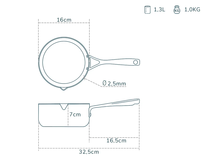 Olavson Kupfer Stielkasserolle Pure Edition 16cm