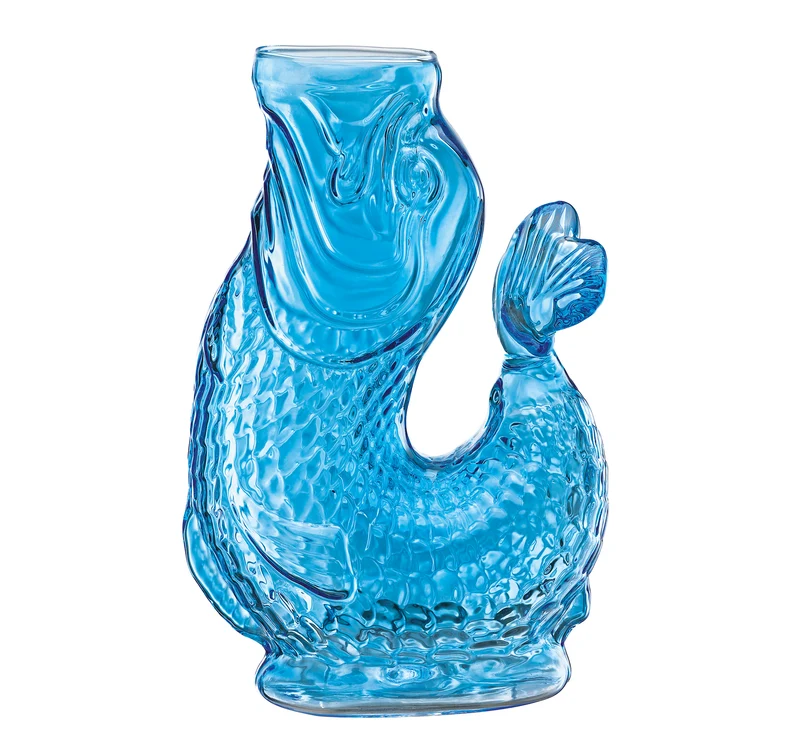 Cilio Wasserkaraffe NEMO - Handgefertigte Glaskaraffe mit Gluckerneffekt, 1L