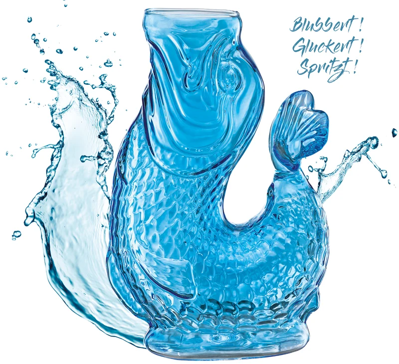 Cilio Wasserkaraffe NEMO - Handgefertigte Glaskaraffe mit Gluckerneffekt, 1L