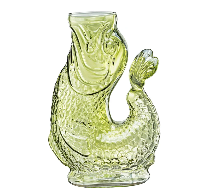Cilio Wasserkaraffe NEMO - Handgefertigte Glaskaraffe mit Gluckerneffekt, 1L