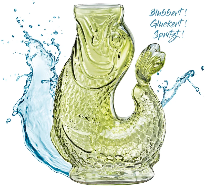 Cilio Wasserkaraffe NEMO - Handgefertigte Glaskaraffe mit Gluckerneffekt, 1L