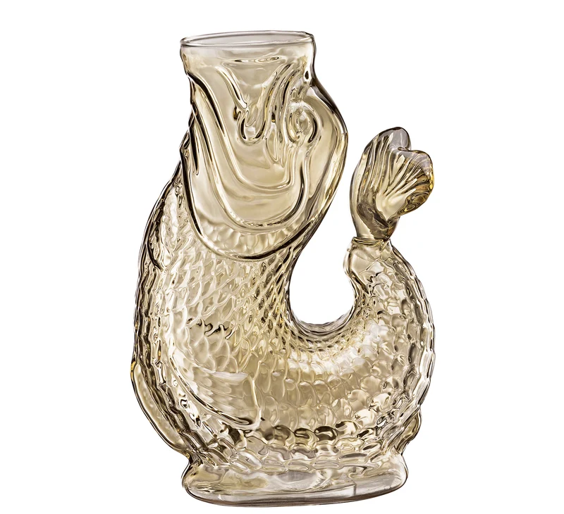 Cilio Wasserkaraffe NEMO - Handgefertigte Glaskaraffe mit Gluckerneffekt, 1L