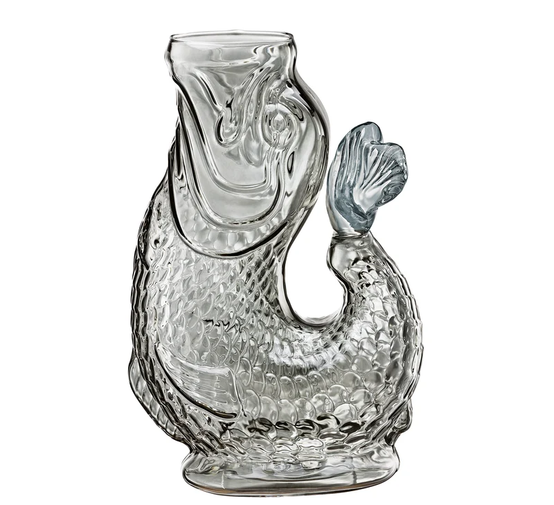 Cilio Wasserkaraffe NEMO - Handgefertigte Glaskaraffe mit Gluckerneffekt, 1L