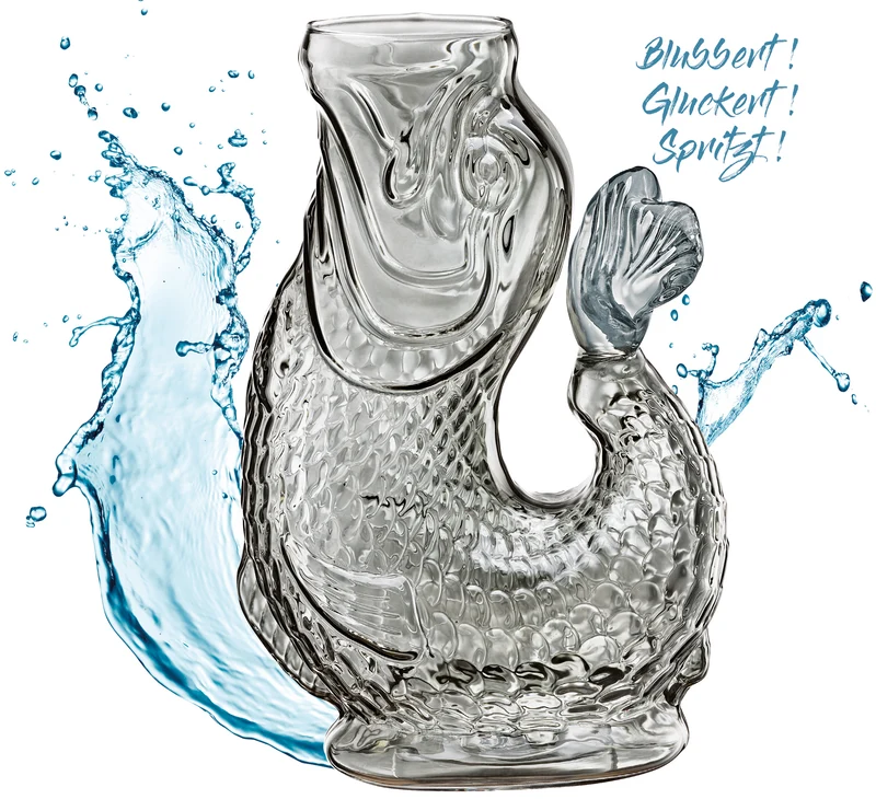 Cilio Wasserkaraffe NEMO - Handgefertigte Glaskaraffe mit Gluckerneffekt, 1L